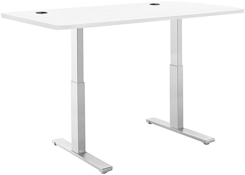 Vifah A56-a12 Smartdesk Standing Desk With Electric Adjustble Height 28 - 46 Inches, Grey Single Motor Frame - White Classic Table Top Size 53" X 30"