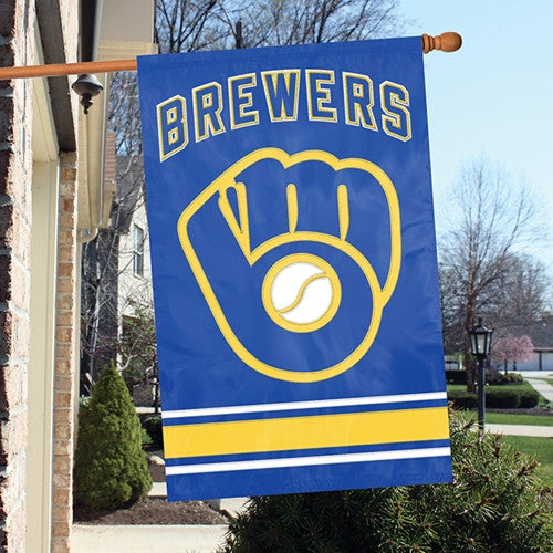 The Party Animal, Inc. Afmil Milwaukee Brewers Appliqué Banner Flag
