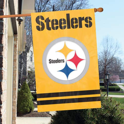 The Party Animal, Inc. Afstg Pittsburgh Steelersappliqué Banner Flag Yellow Background