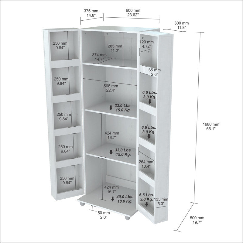 Inval America Al-2113 Laricina-white Finish Storage Cabinet