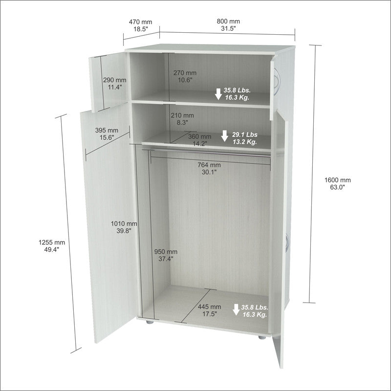 Inval America Am-12623 Laricina-white Finish Four Door Wardrobe/armoire