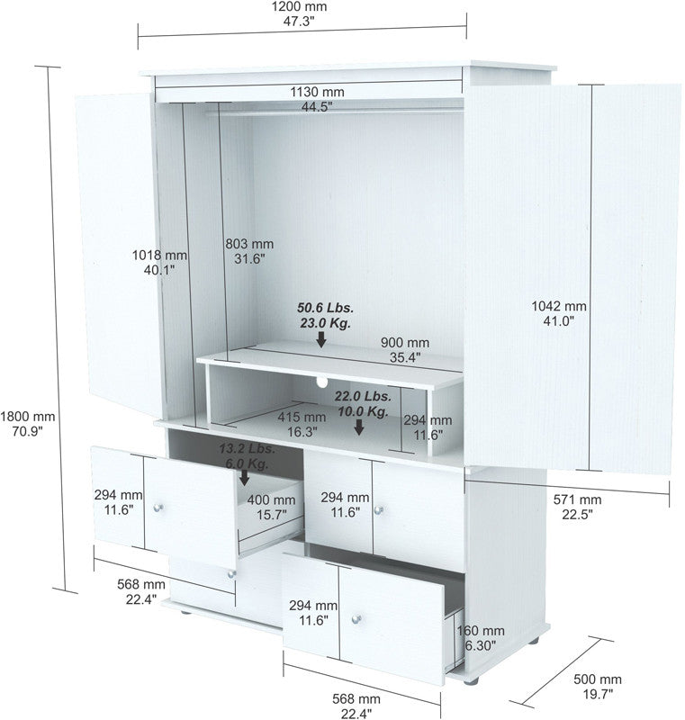 Inval America Am-15123 Laricina-white Finish Armoire/ Av Video Combo