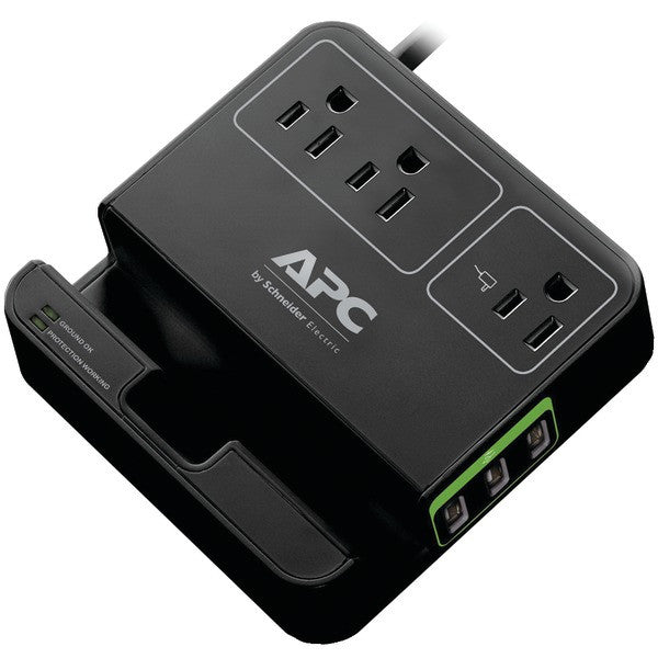 Apc P3u3b 3-outlet Surgearrest Surge Protector With 3 Usb Ports (black)