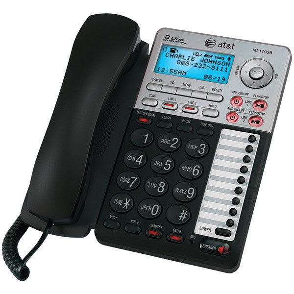 At&t 17939 2-line Corded Speakerphone With Caller Id & Digital Answering System