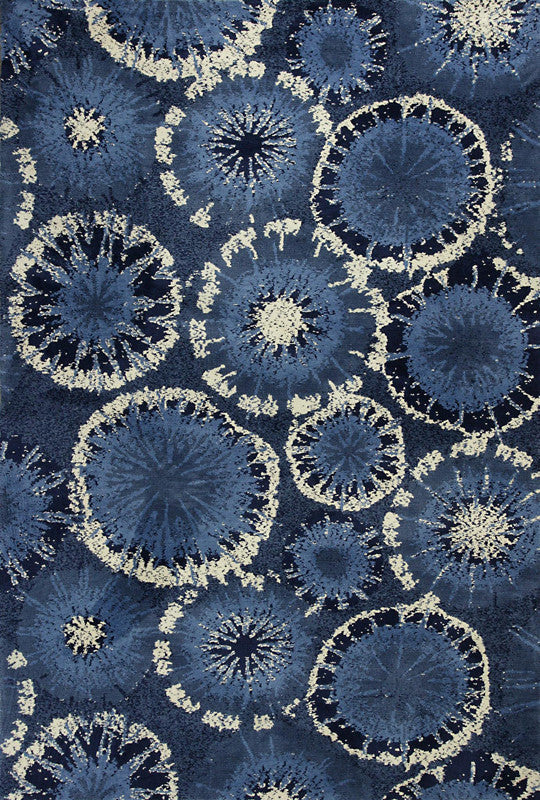 Kas Rugs Allure 4050 Blue Starburst Hand-tufted 100% Polyester 2