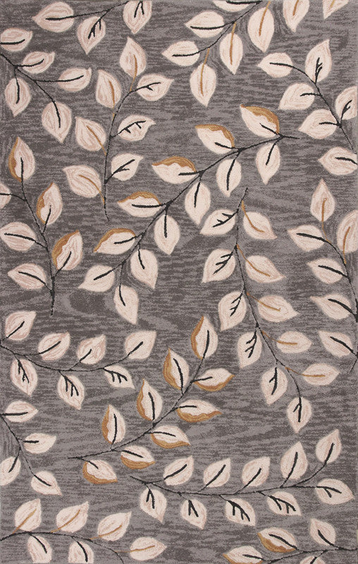 Kas Rugs Anise 2405 Grey Leaves Hand-hooked 100% Space-dyed Polyester 5