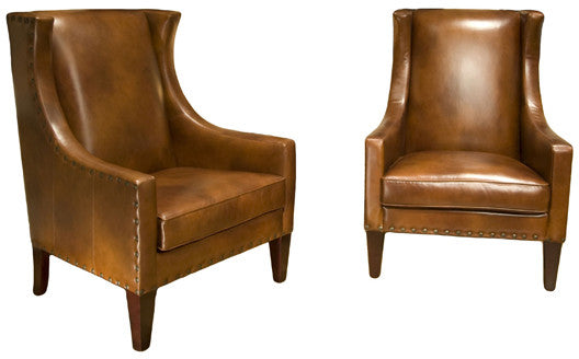 Element Home Furnishing Bri-2pc-sc-sc-rust-1 Bristol 2-piece Set Top Grain Leather Accent Chairs In Rustic