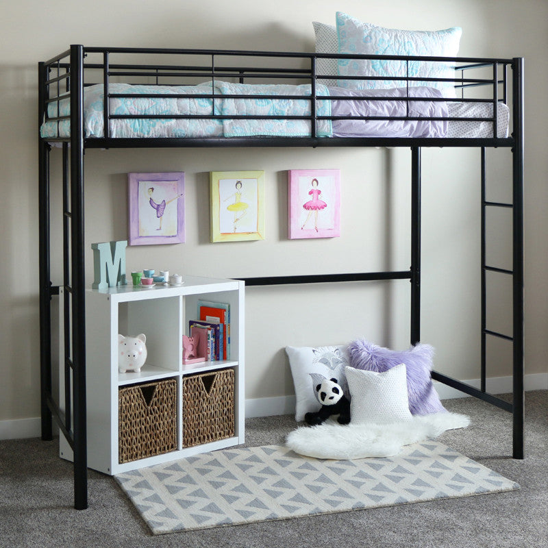 Walker Edison Btolbl Twin Metal Loft Bed - Black