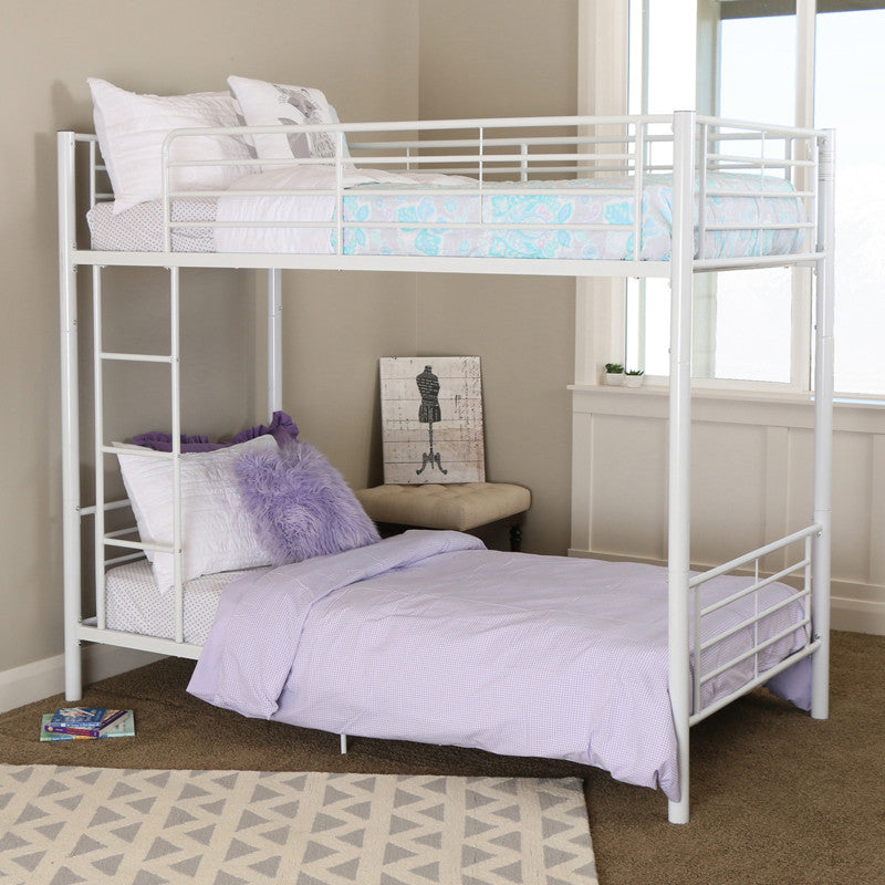 Walker Edison Btotwh Twin Metal Bunk Bed - White