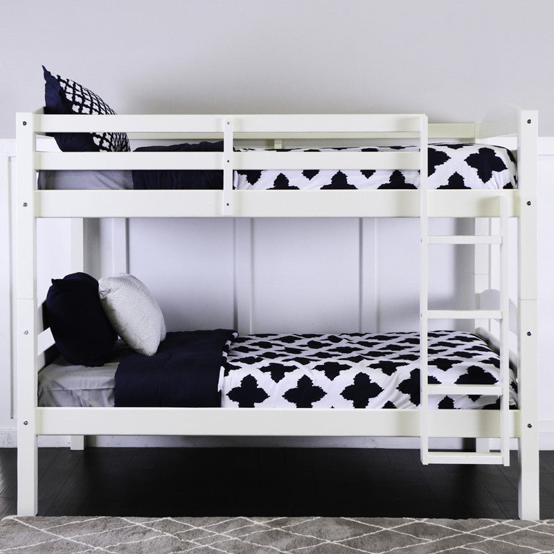 Walker Edison Bwstotwh Twin Solid Wood Bunk Bed - White