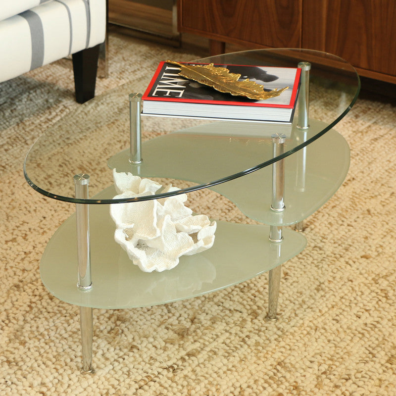 Walker Edison C38b4 Glass Oval Coffee Table