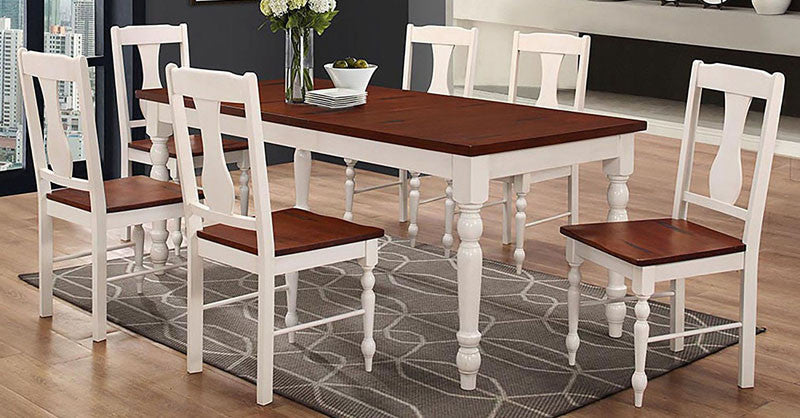 Walker Edison C60wtlwbn 7-piece Two Toned Solid Wood Dining Set Brown White Finish