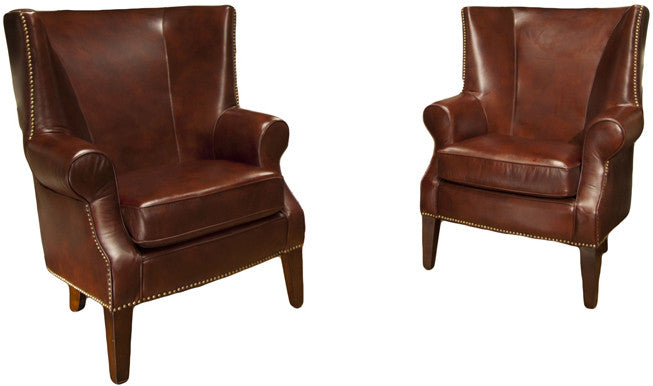 Element Home Furnishing Cam-2pc-sc-sc-rais-1 Camden 2-piece Set Top Grain Leather Accent Chairs In Raisin