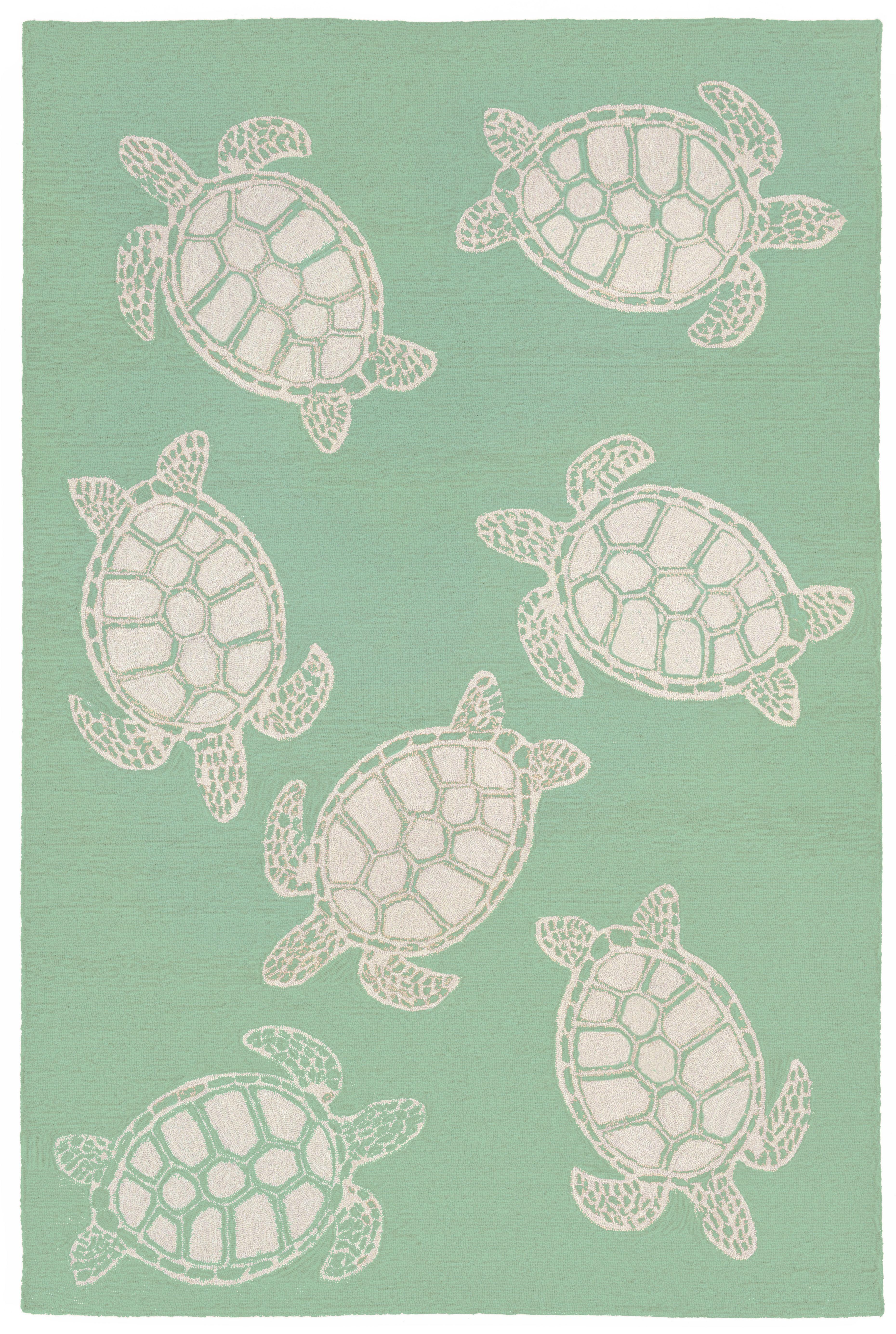 Trans-ocean Imports Cap46163406 Liora Manne Capri Turtle Indoor/outdoor Rug Green 42"x66"