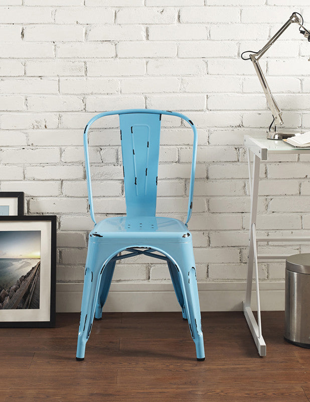 Walker Edison Ch33mcbu Metal Café Chair - Azure Blue