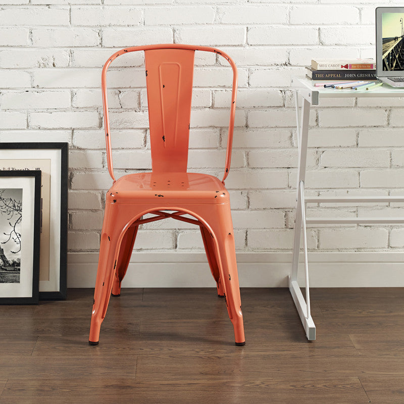 Walker Edison Ch33mcor Metal Café Chair - Clementine Orange