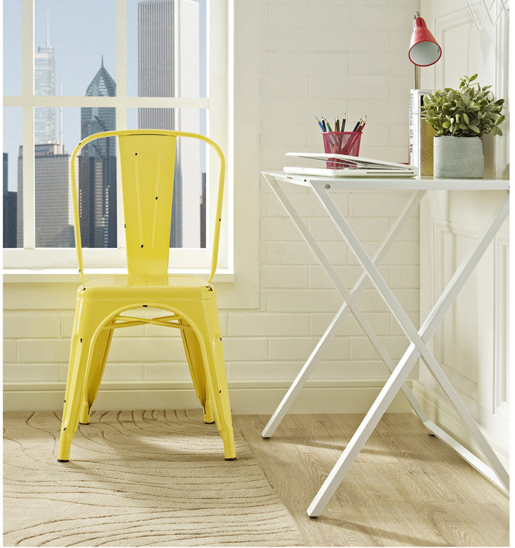 Walker Edison Ch33mcyw Metal Café Chair - Antique Yellow