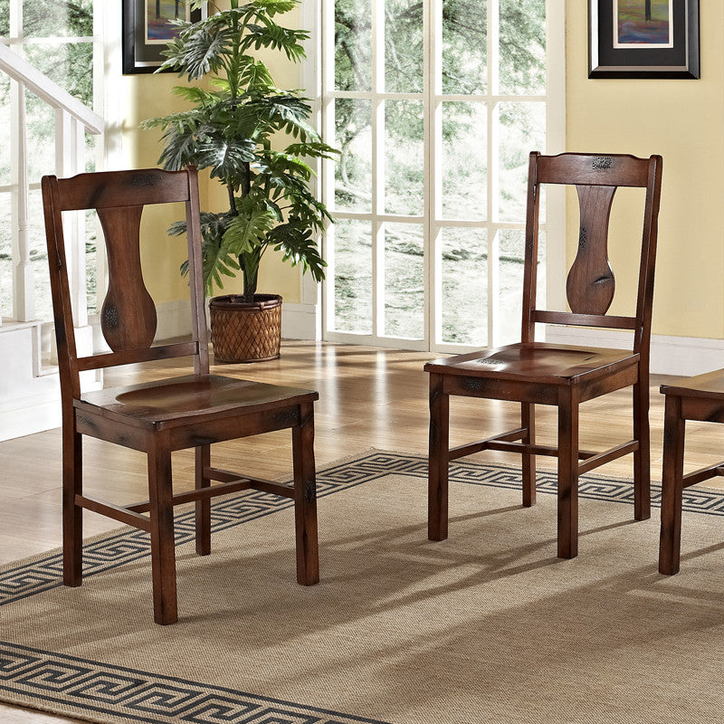 Walker Edison Chh2do Dark Oak Wood Dining Chairs, Set Of 2