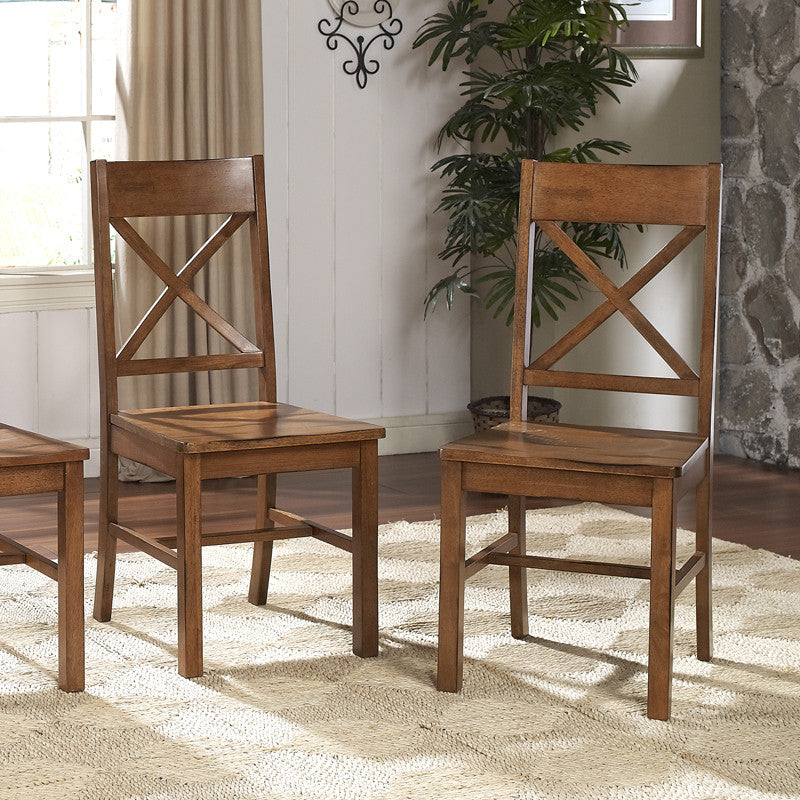 Walker Edison Chw2ab Antique Brown Wood Dining Chairs, Set Of 2