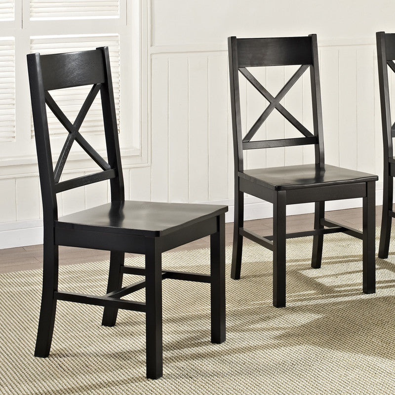 Walker Edison Chw2bl Black Wood Dining Chairs, Set Of 2