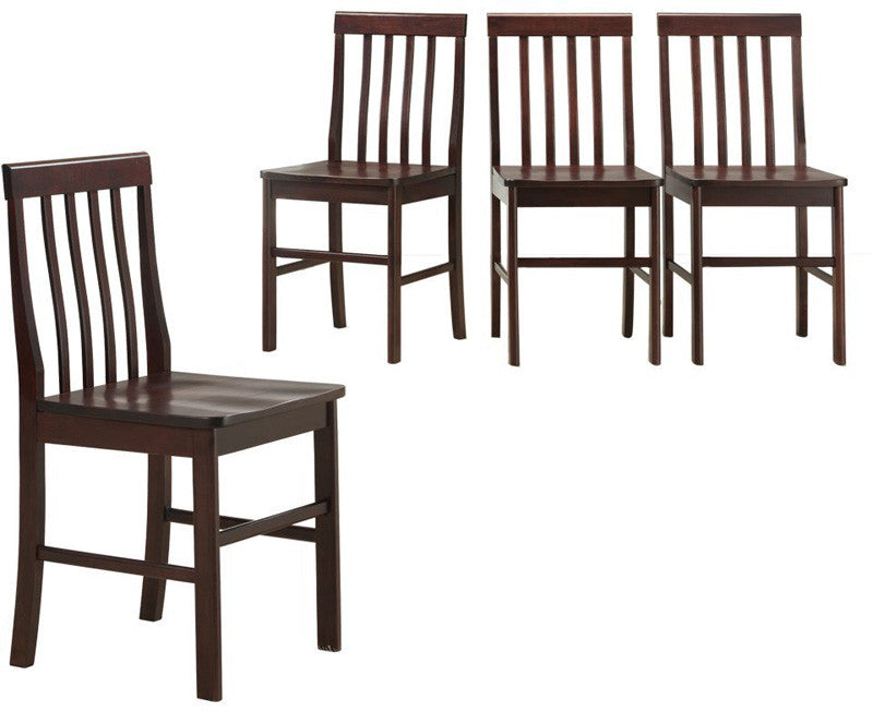 Walker Edison Chwn4es Espresso Wood Dining Chairs, Set Of 4