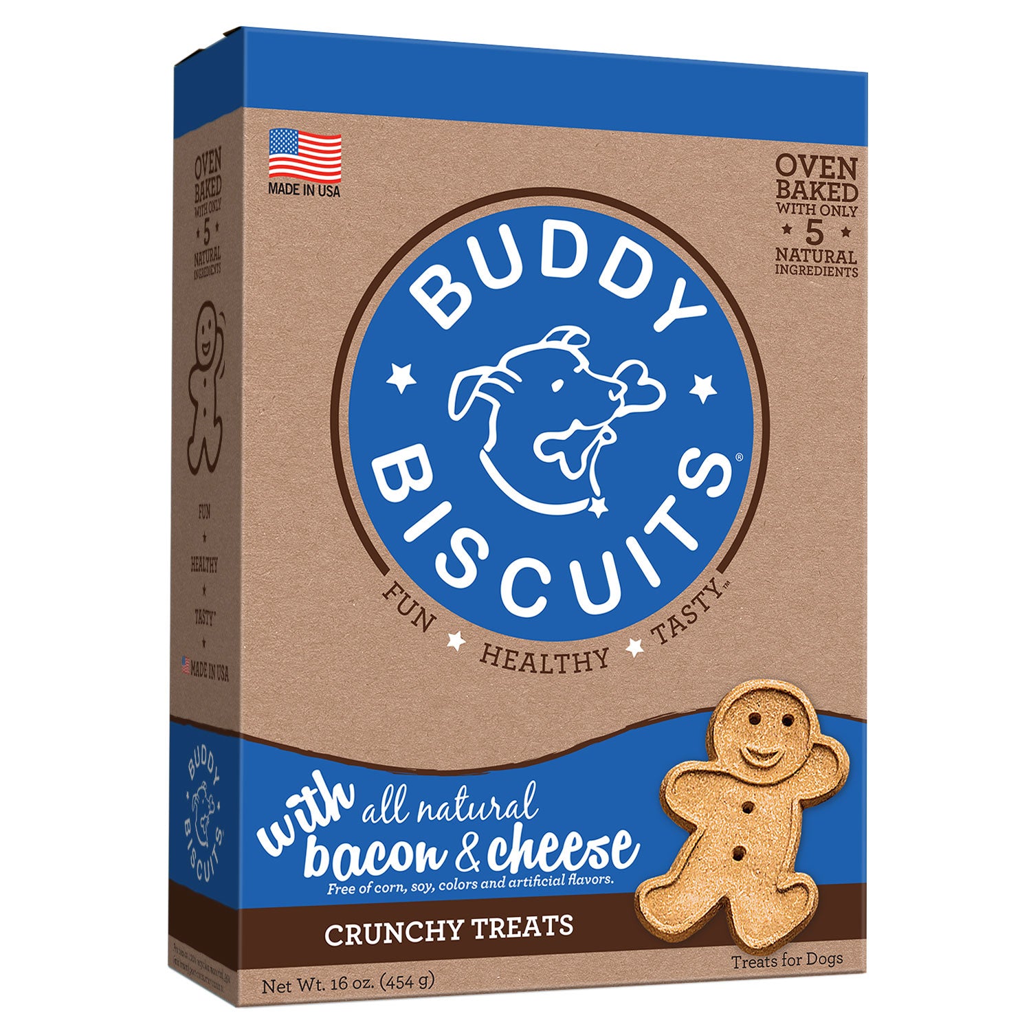 Buddy Biscuits Cs-12200 Original Oven Baked Crunchy Treats Bacon And Cheese 16 Ounces