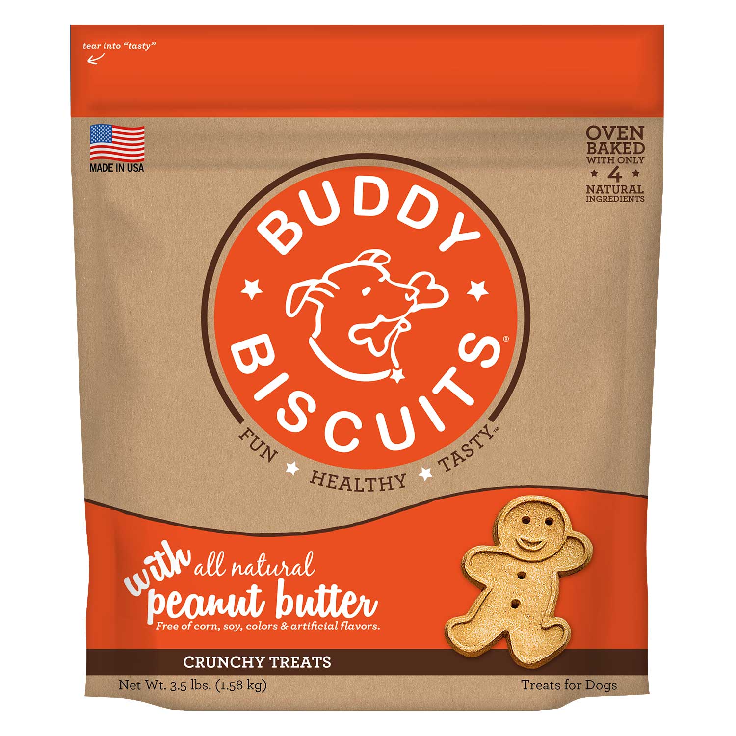 Buddy Biscuits Cs-12507 Original Oven Baked Crunchy Treats Peanut Butter 3.5 Pounds