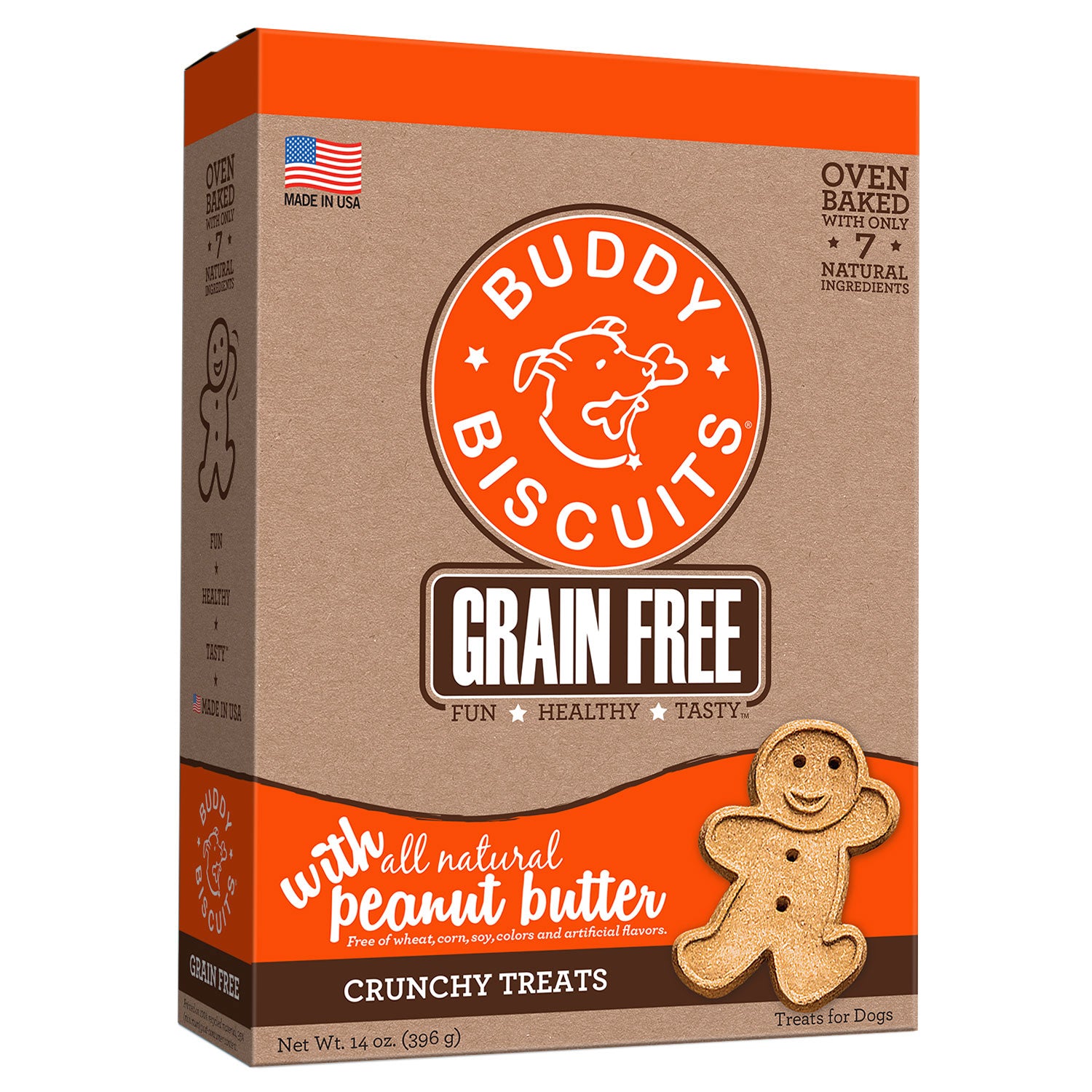 Buddy Biscuits Cs-28150 Grain Free Oven Baked Crunchy Dog Treats Peanut Butter 14 Ounces