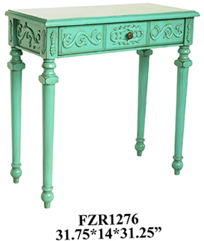 Crestview Collection Cvfzr1276 Turquoise 1 Drawer Console Table 31.75 X 14 X 31.25