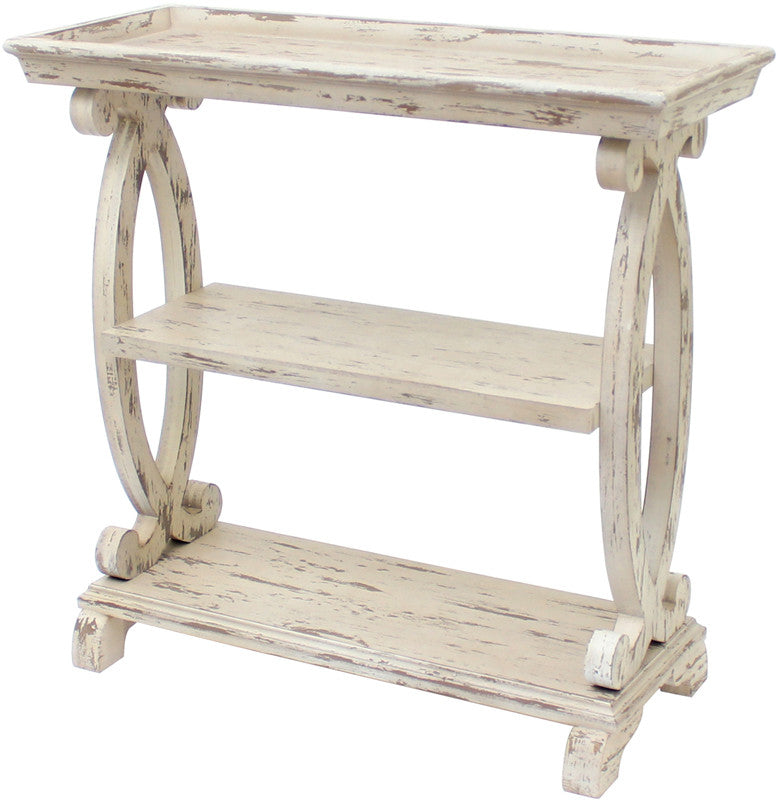 Crestview Collection Cvfzr1538 Newport Distressed White Shaped Console Table 35.7 X 14 X 34h