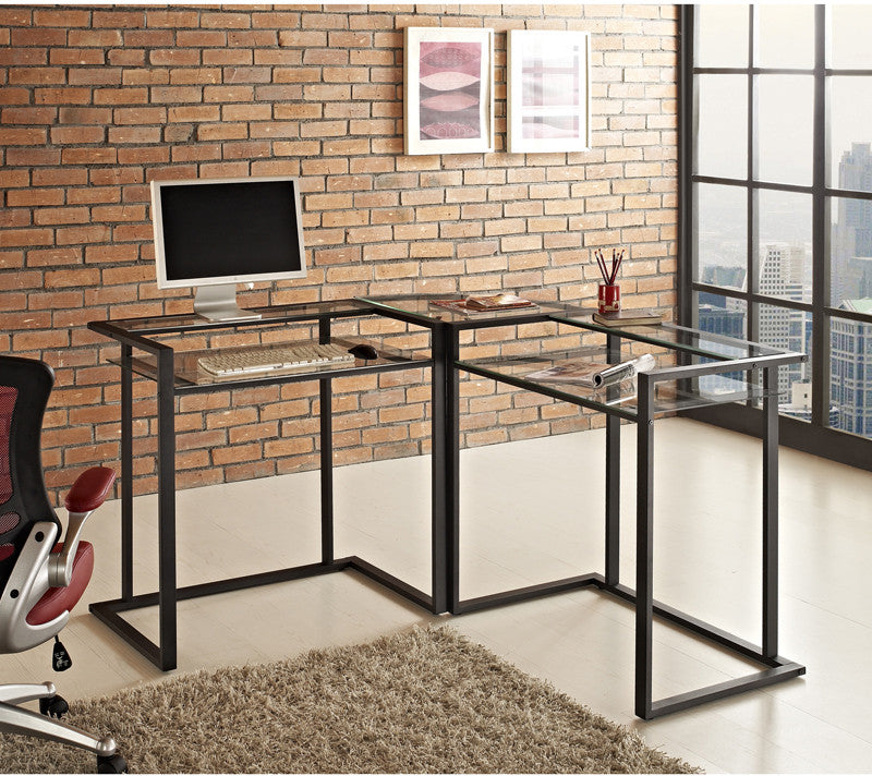 Walker Edison D56c33cb 56" Black Corner Computer Desk