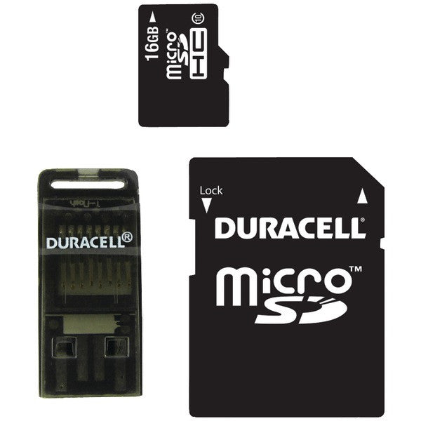 Duracell Du-3in1c1016g-r Class 10 Microsd Card With Sd & Usb Adapters (16gb)