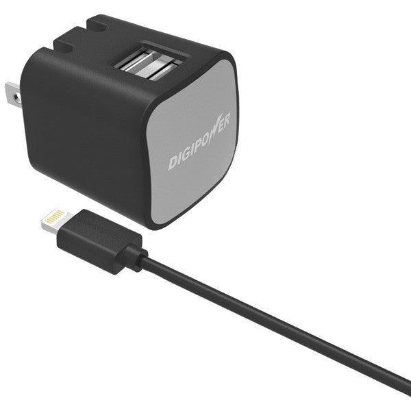 Digipower Is-ac2dl Instasense 2.4-amp Dual-usb Wall Charger With 5ft Lightning Cable