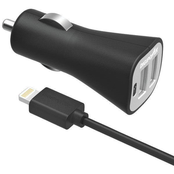 Digipower Is-pc2dl Instasense 2.4-amp Dual-usb Car Charger With 5ft Lightning Cable