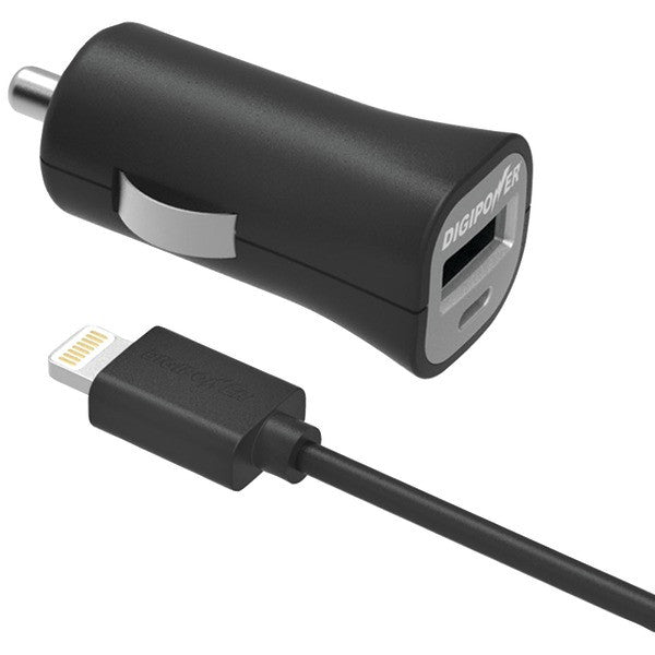 Digipower Is-pc2l Instasense 2.4-amp Single-usb Car Charger With 5ft Lightning Cable