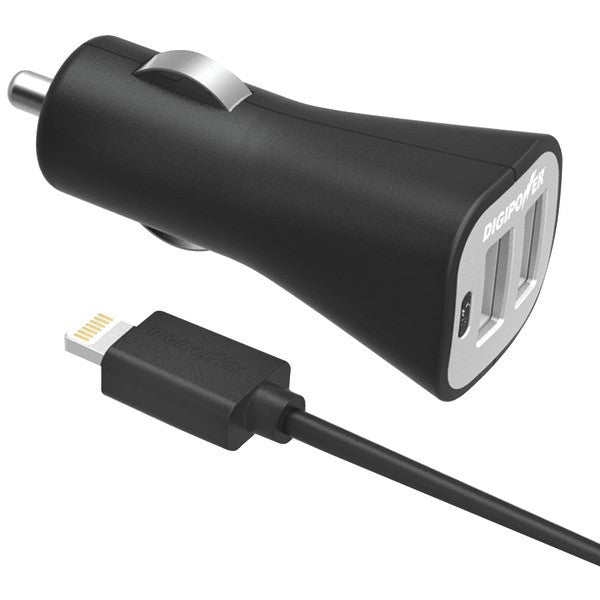 Digipower Is-pc3dl Instasense 3.4-amp Dual-usb Car Charger With 5ft Lightning Cable