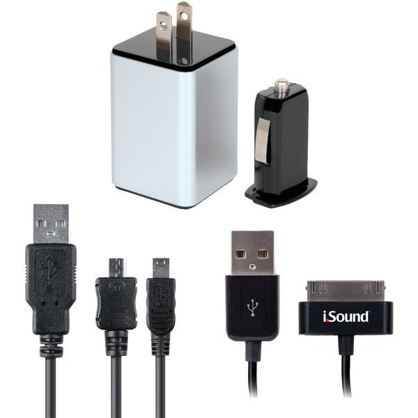 I.sound Isound-2149 Ipad/iphone/ipod & Usb Device 2.1-amp 4-in-1 Combo Charger Pack