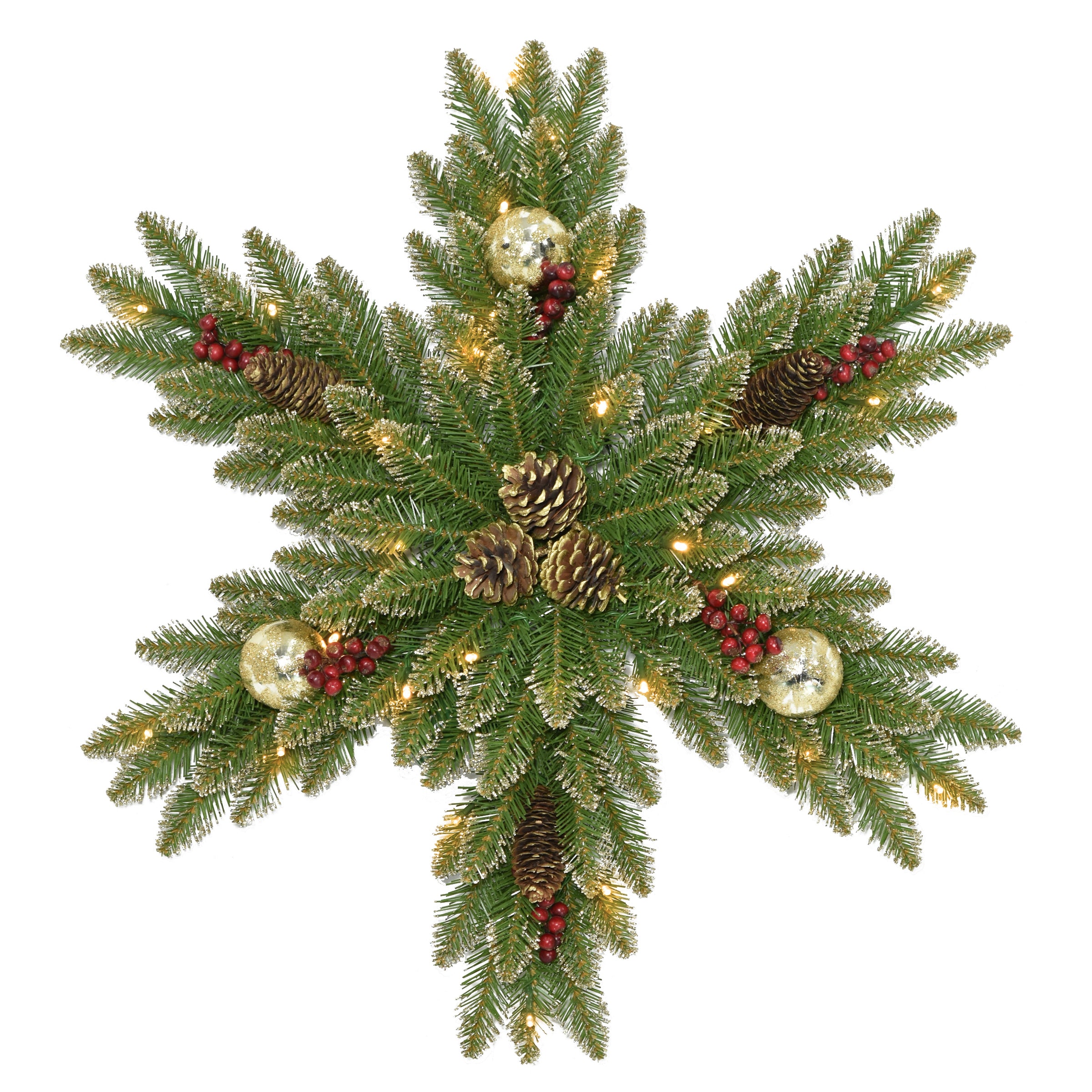National Tree Dugl3-300-32sb1 32" Gold Dunhill Fir Snowflake W/ 35 Warm White Battery Operated Led Lights