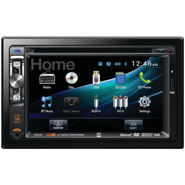 Dual Electronics Dv526bt 6.2" Double-din In-dash Dvd Receiver With Built-in Bluetooth