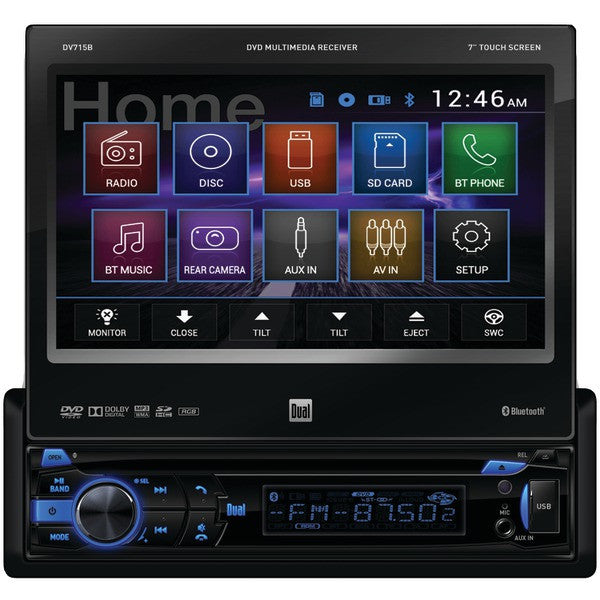 Dual Electronics Dv715b 7" Single-din In-dash Dvd Receiver With Motorized Touchscreen & Built-in Bluetooth