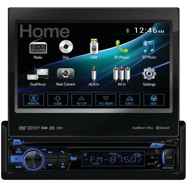 Dual Electronics Dv735mb 7" Single-din In-dash Dvd Receiver With Motorized Touchscreen, Built-in Bluetooth, Dualmirror & Hdmi Input