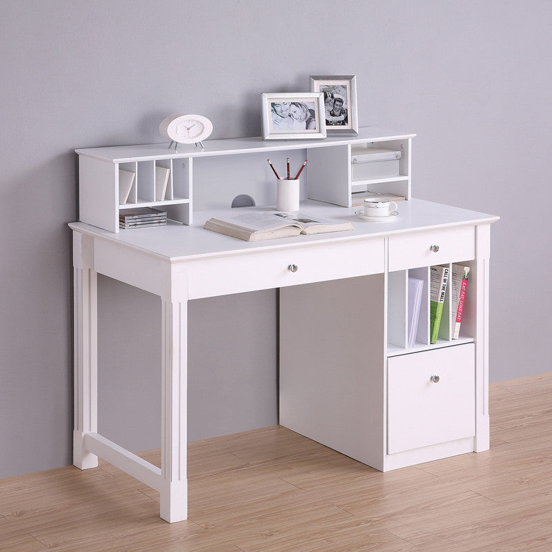 Walker Edison Dw48d30-dhwh Deluxe White Wood Computer Desk With Hutch