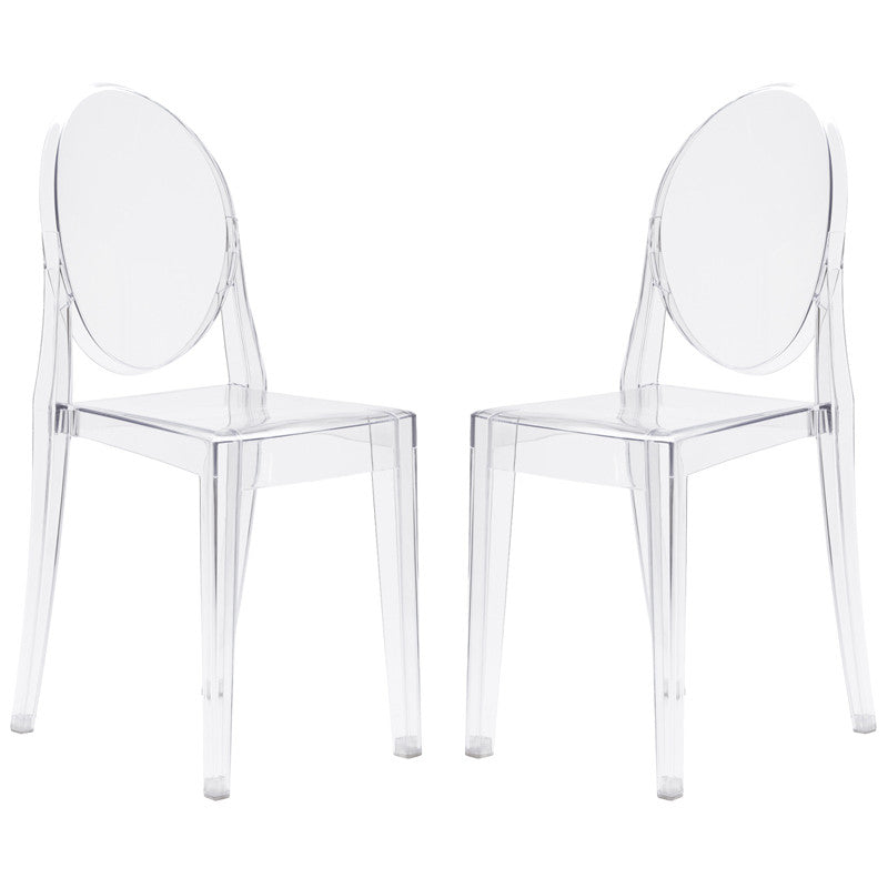 Edgemod Em-102-clr-x2 Burton Side Chair In Clear (set Of 2)