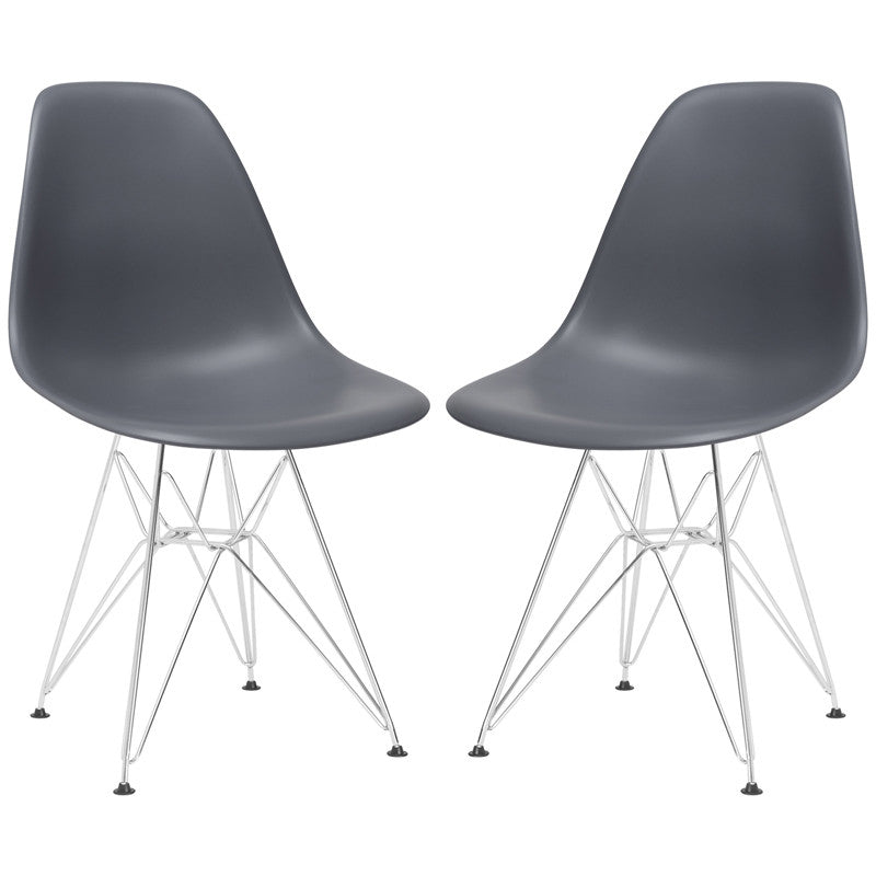 Edgemod Em-104-crm-gry-x2 Padget Side Chair In Grey (set Of 2)