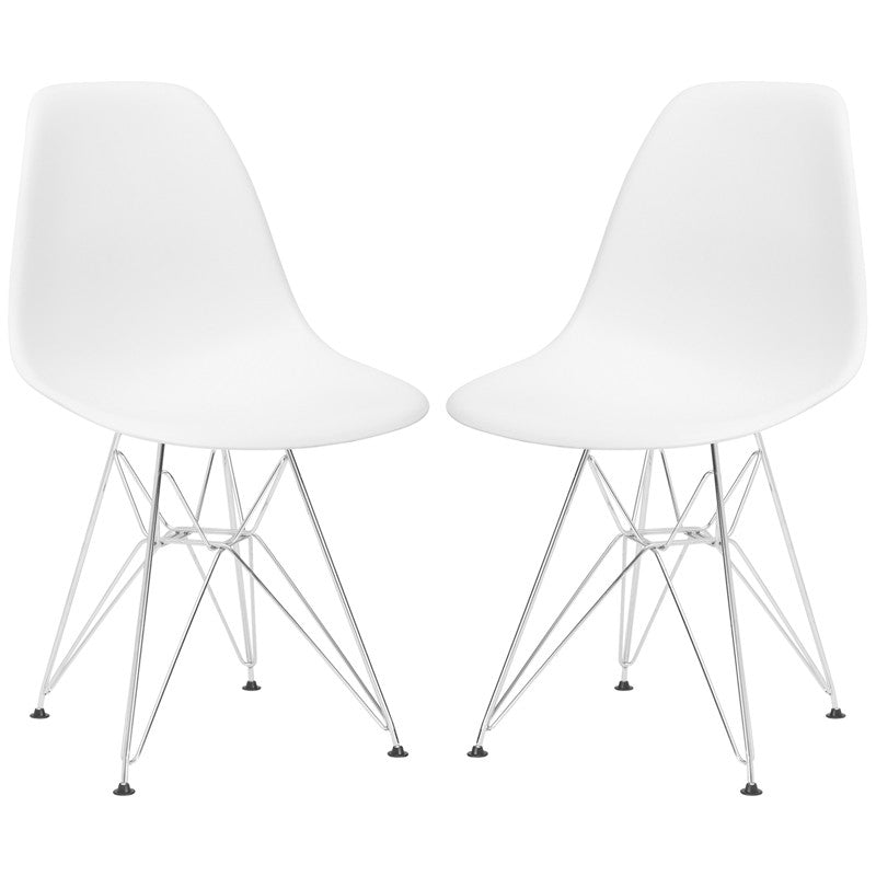 Edgemod Em-104-crm-whi-x2 Padget Side Chair In White (set Of 2)