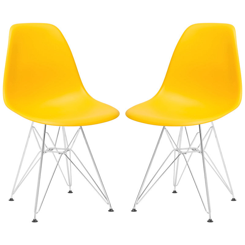 Edgemod Em-104-crm-yel-x2 Padget Side Chair In Yellow (set Of 2)