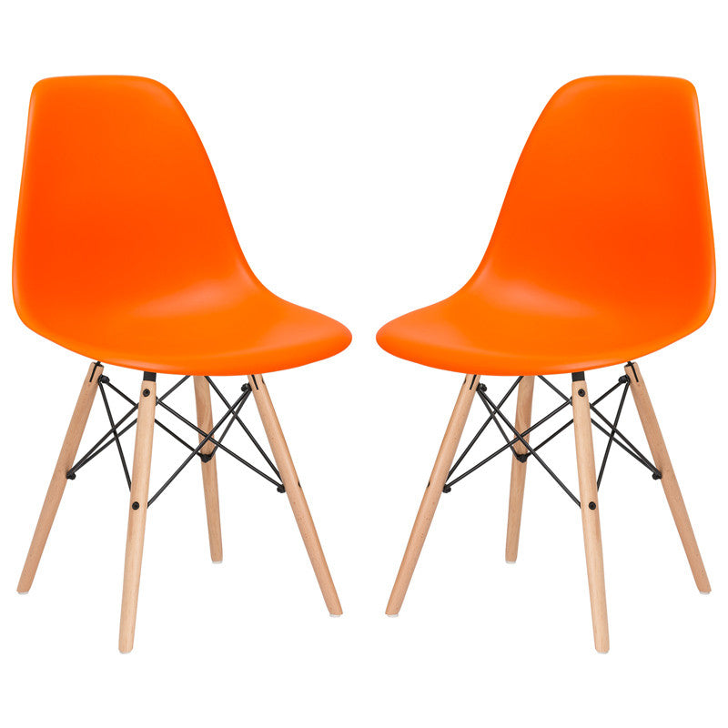 Edgemod Em-105-nat-ora-x2 Vortex Side Chair In Orange (set Of 2)