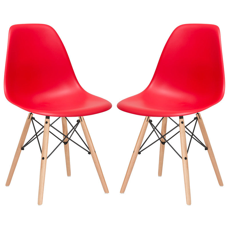 Edgemod Em-105-nat-red-x2 Vortex Side Chair In Red (set Of 2)
