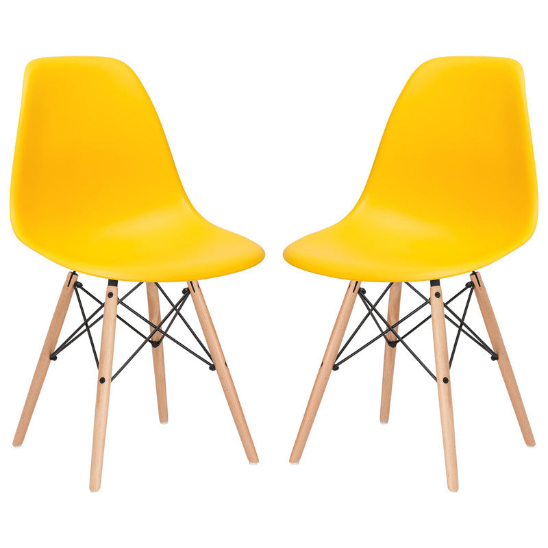 Edgemod Em-105-nat-yel-x2 Vortex Side Chair In Yellow (set Of 2)
