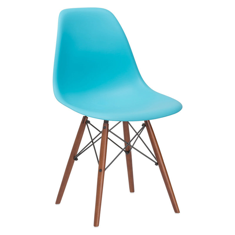 Edgemod Em-105-wal-aqu-x4 Vortex Side Chair Walnut Legs In Aqua (set Of 4)